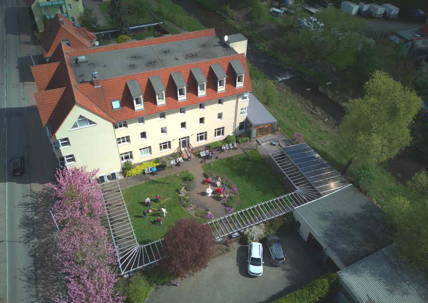 Blick auf unser Haus aus der Vogelperspektive